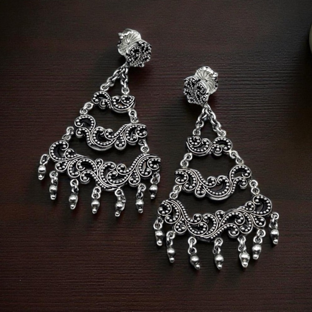 BEAUTIFUL Long Vintage Lois Hill 925 Sterling Silver Chandelier Earrings 2.5”